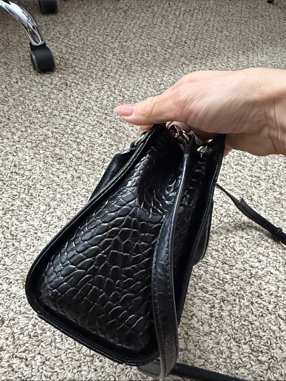 kate spade Black Croc-Embossed Crossbody Satchel - Picture 8 of 11